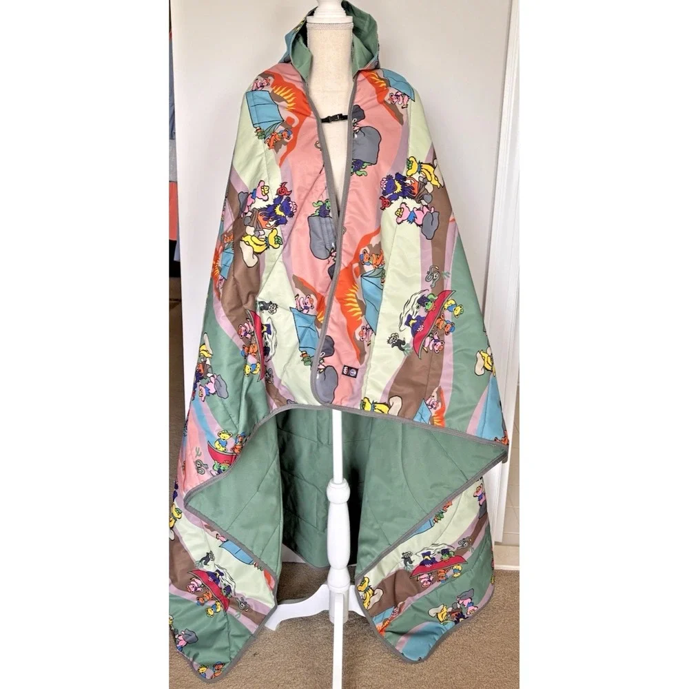 Grateful Dead Terrapin Sunshine Water Resistant PONCHO Poly Shell Hooded RARE